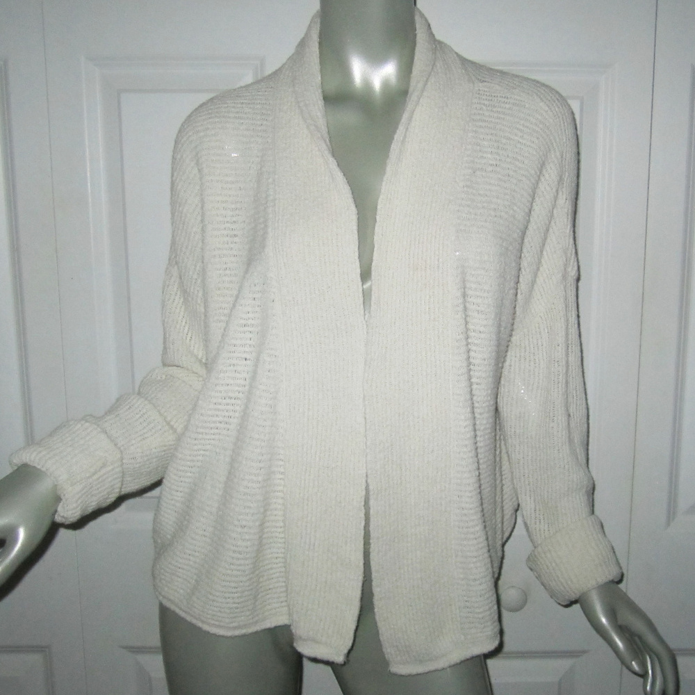 MADEWELL Cream Knit Open Front Sweater Medium